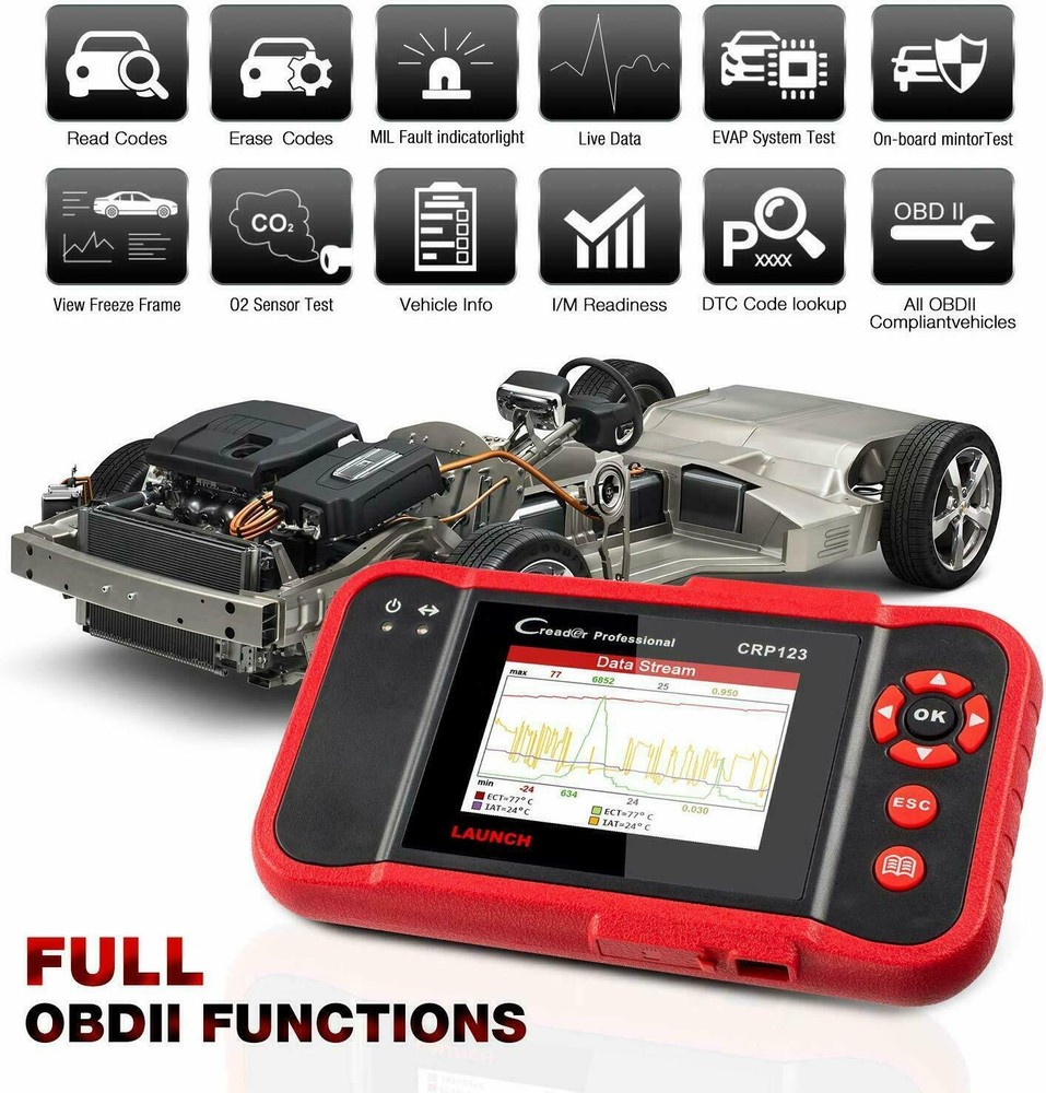 Launch CRP123 Car Engine ABS SRS Transmission Diagnostic Tools OBD2 Scanner USA