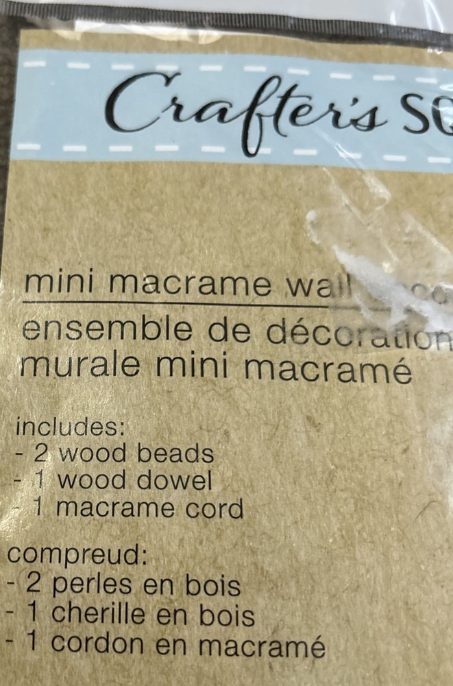 2 Kits New Crafter's Square Mini Macrame Wall Decor Kits