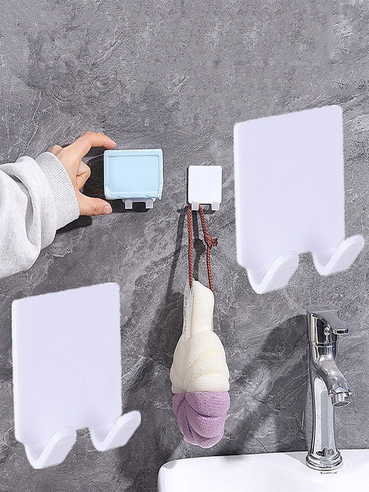 4 Pack White ABS Plastic Razor Holder Wall Mount Bathroom Organizer Modern