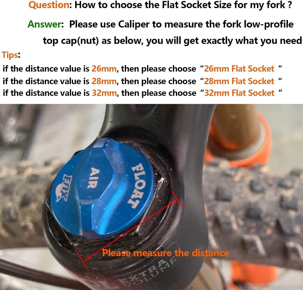 vbaxy 26mm Flat Socket Compatible with Fox Top Cap Nut One Size