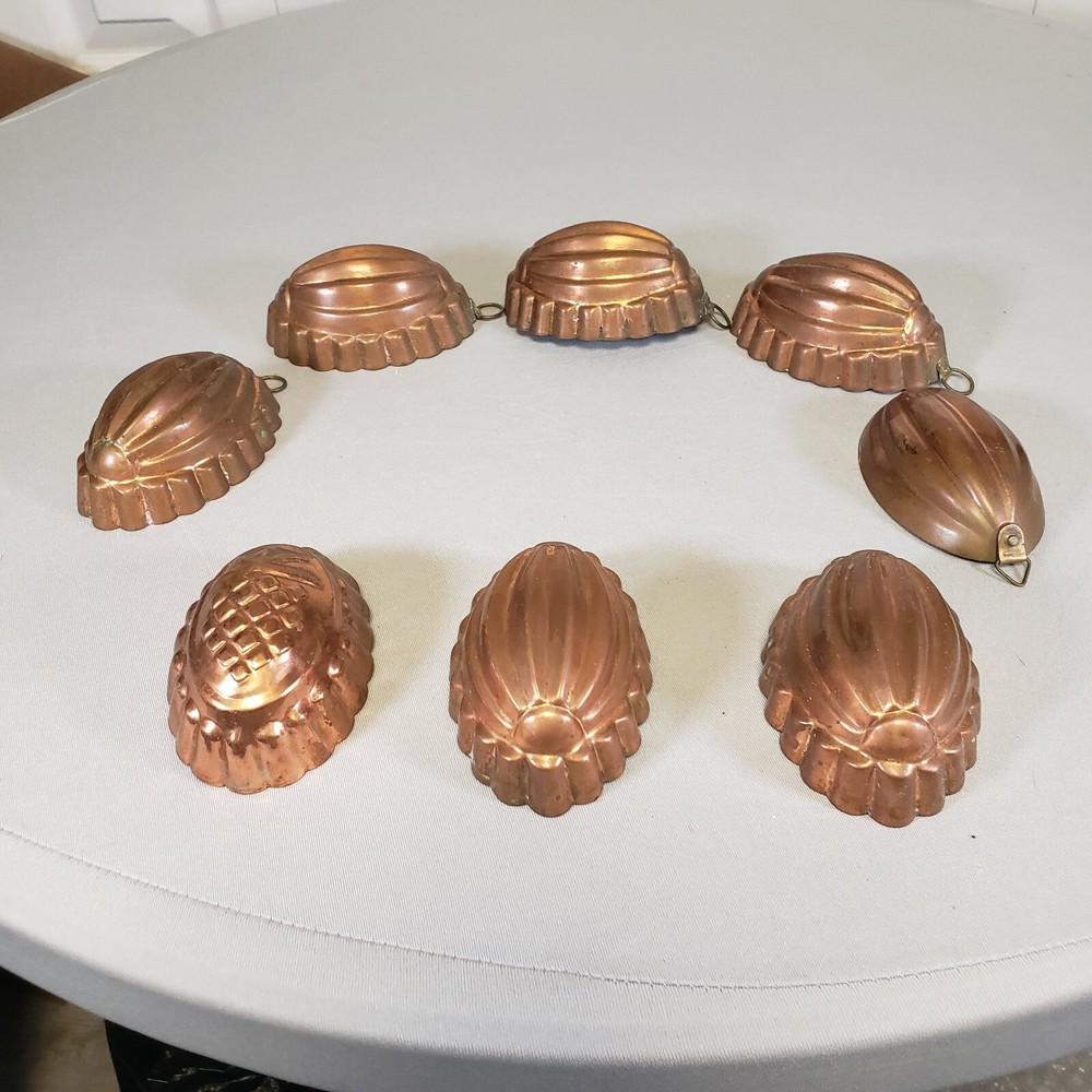 Assorted #2 Copper Kitchen Molds/Decos - 8 pcs. Various Mini Shapes