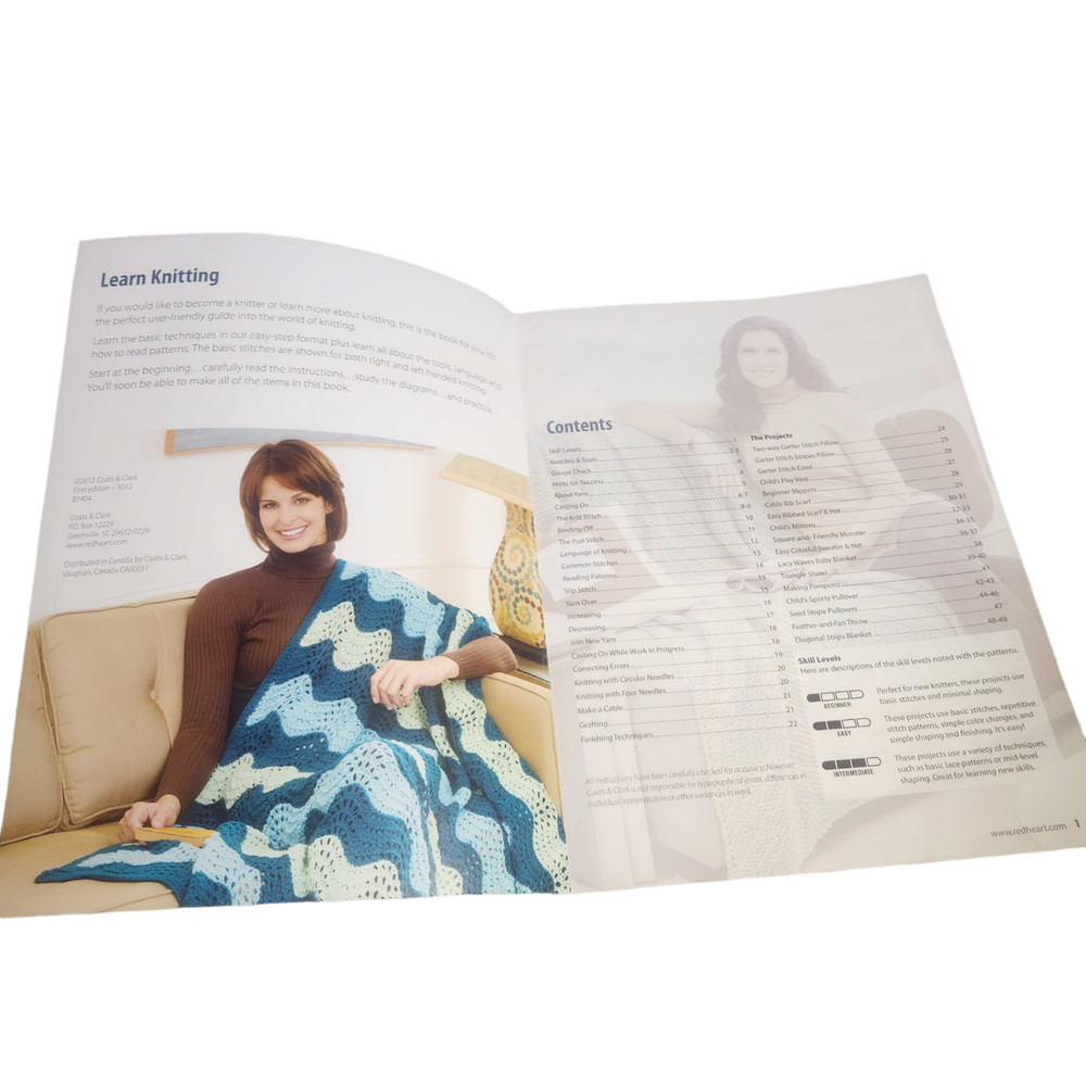 Learn Knitting Red Heart B1404 Book with 16 Projects