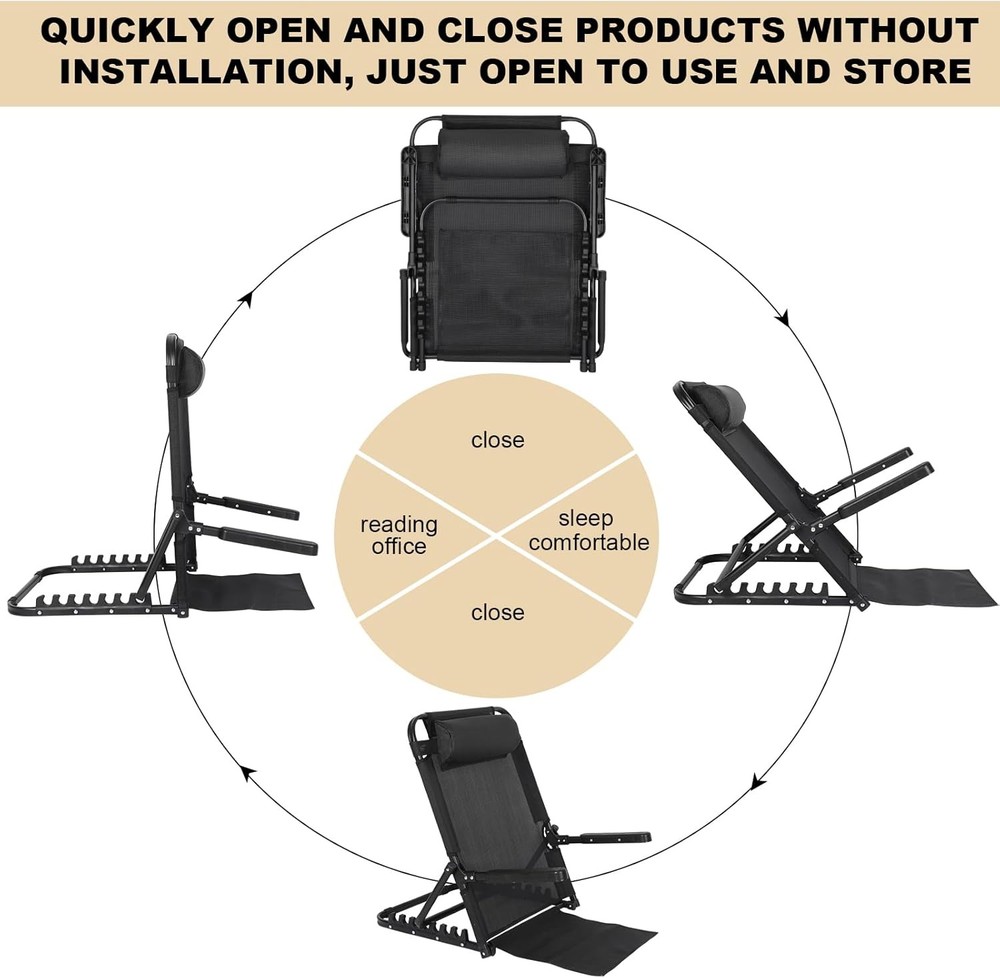Adjustable Lifting Bed Backrest with Armrest Large Folding Bed Rest Sitting up