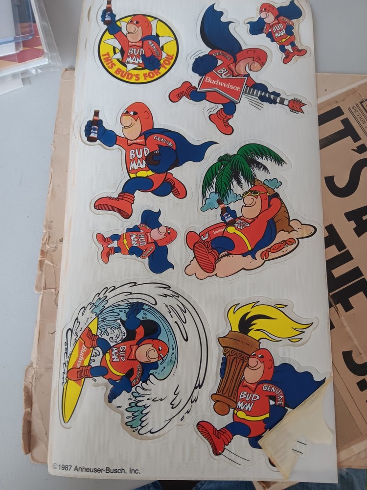 1987 Bud Man Sticker Sheet