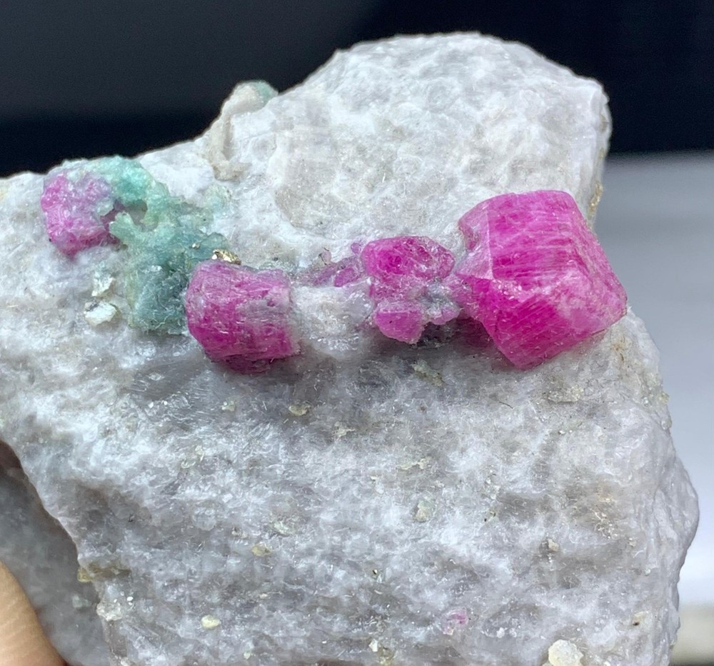 Ruby Crystals with Golden Pyrite on White Matrix, 121g
