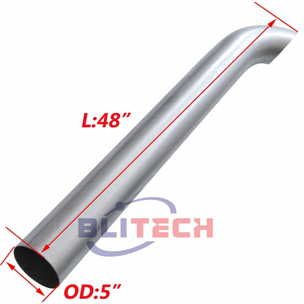 5"OD x 48" Length Pipe Aluminized 5 Inch Curved Exhaust Stack Pipe Universal