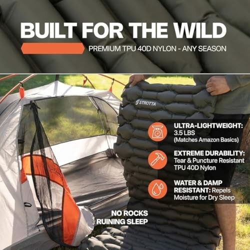 Inflatable Sleeping Pad for Camping & Backpacking – Lightweight 2.1” Thick