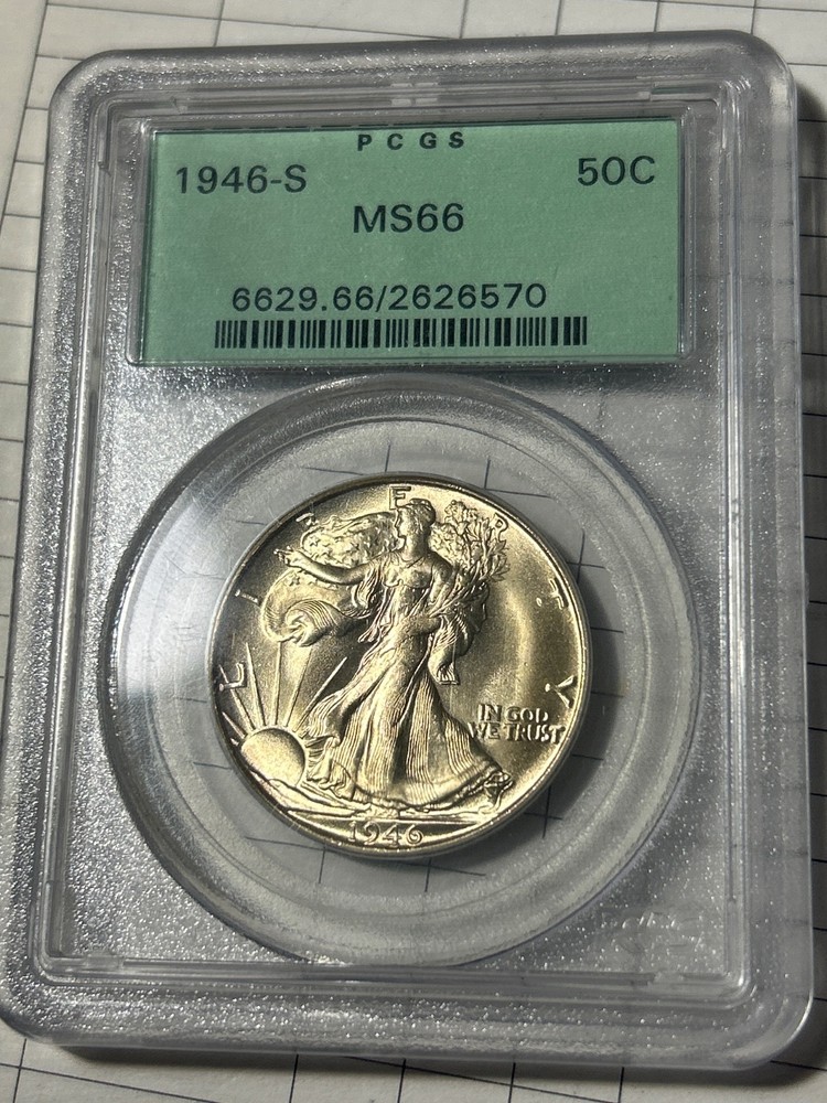 1946 S Walking Liberty Half Dollar PCGS MS 66 OGH