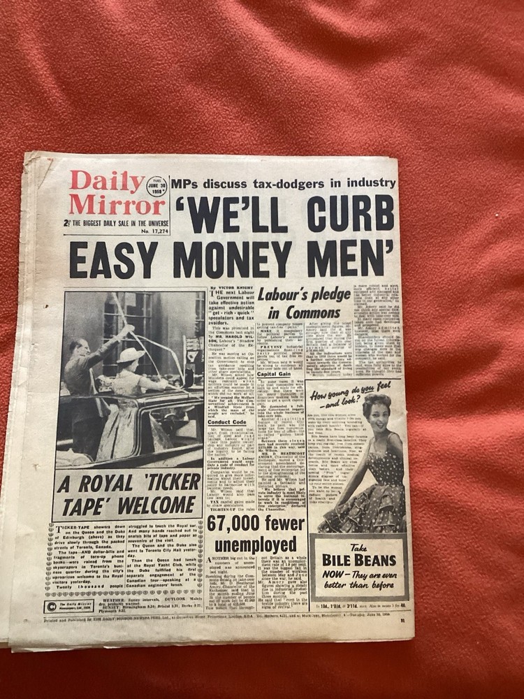 Printer Crisis Strike Mirror June 30 1959 Original Newspaper