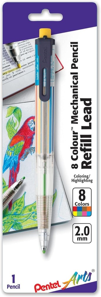 Arts 8 Colour Automatic Pencil, Assorted Accent Clip Colors