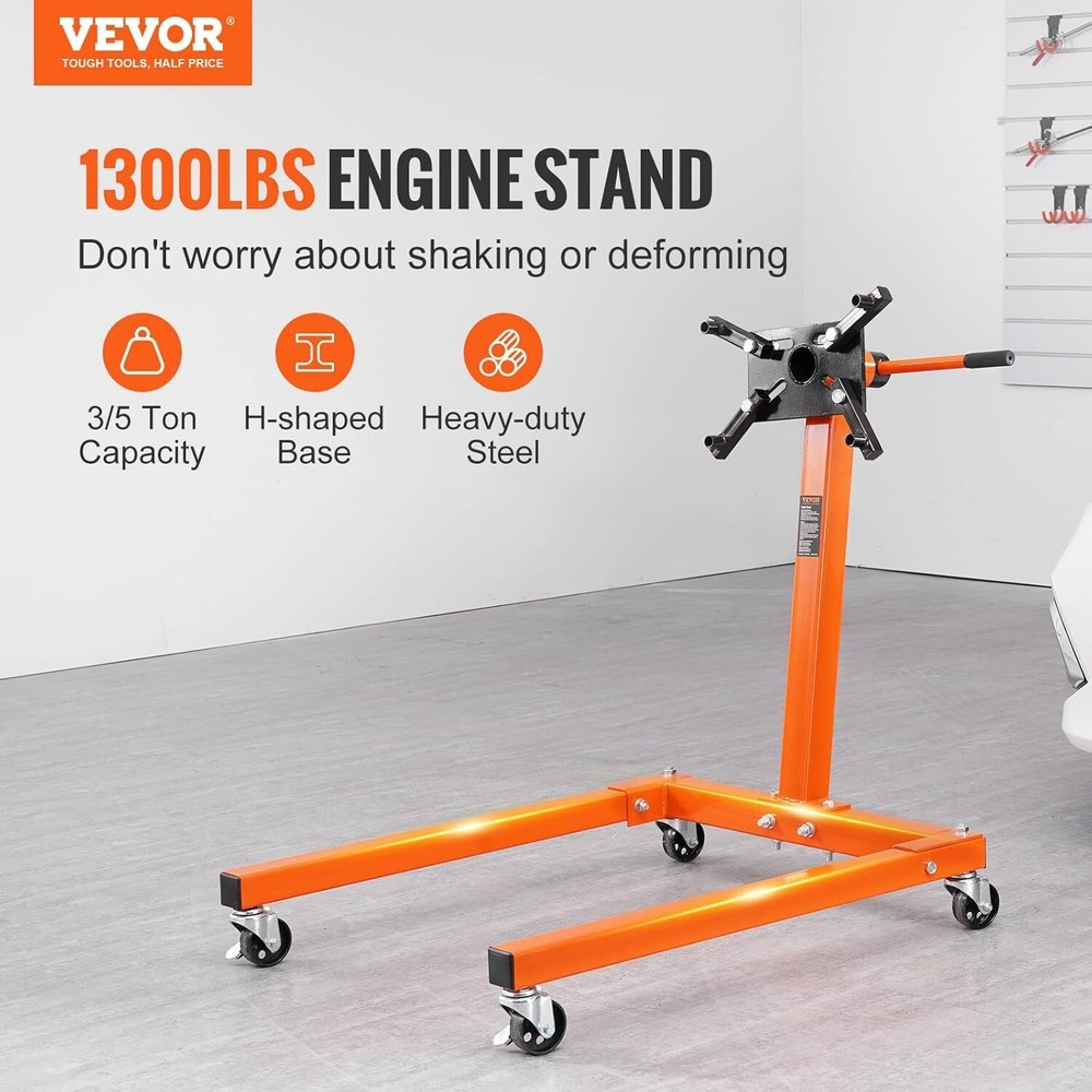 Versatile Engine Stand with Adjustable Arms and Quality Cast Iron Construction