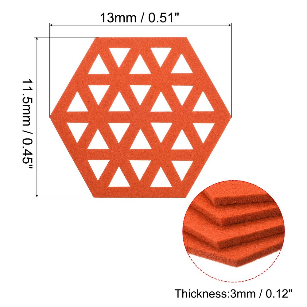 Felt coasters 12pcs hexagonal pads coasters, orange