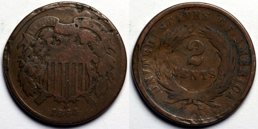 1864  Two Cent Piece