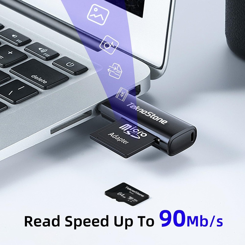 Basic 128GB MicroSDXC Flash Memory with Adapter 90MB/s Read 50MB/s Write