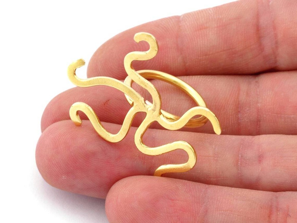 Octopus Stone Tentacle Ring Setting Cabochon Blank Base Adjustable 6-8US 4938