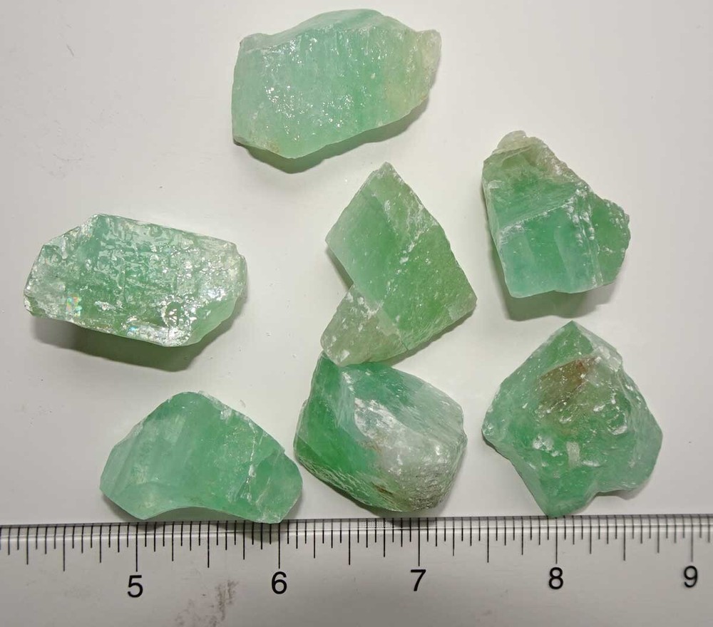 Emerald Calcite - 7 Rough Stones r1054