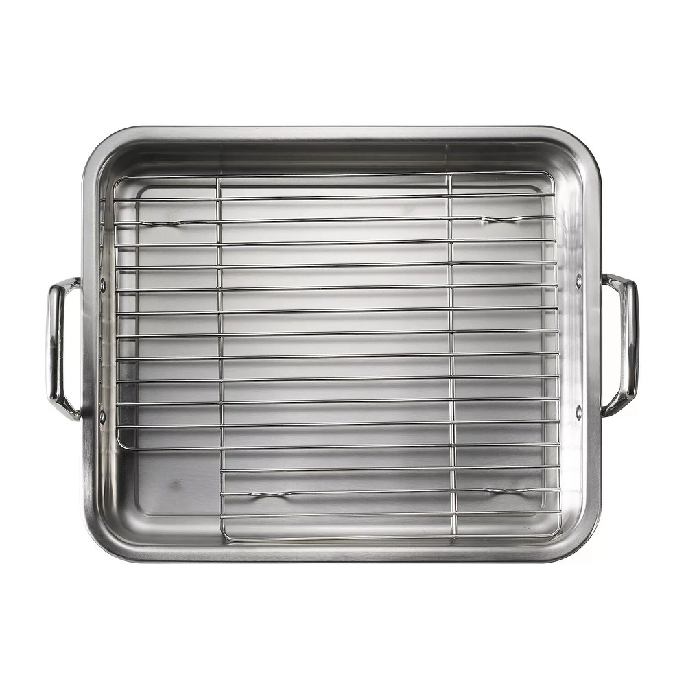 13.5" Tramontina Gourmet 18/10 Rectangular Roasting Pan with Basting Rack