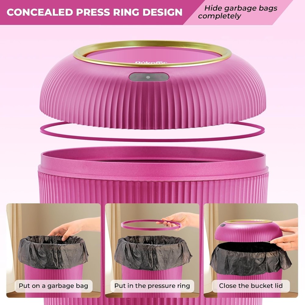 Smart Sensor Wastebasket Hand Free Touchless 2.6 Gallon Pink
