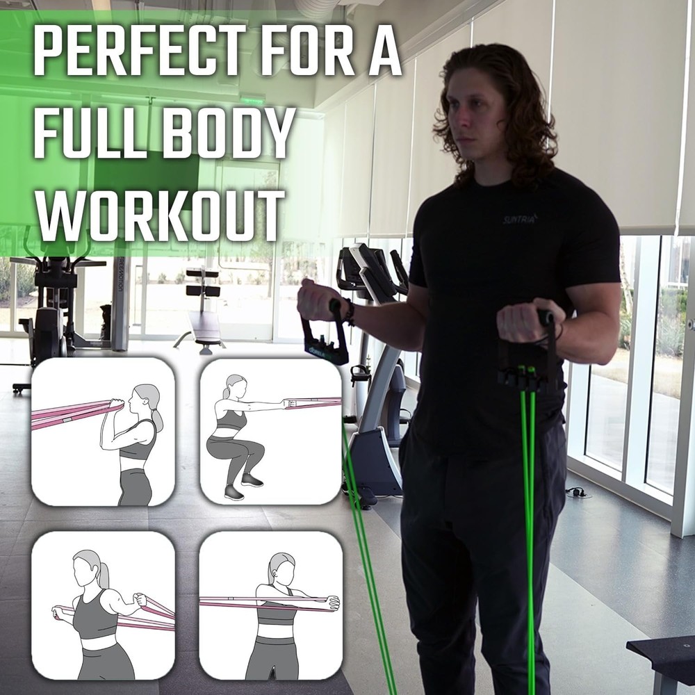 Resistance Bands with Handles Quick-Lock Multi-Layer Exercise Bands for Work ...