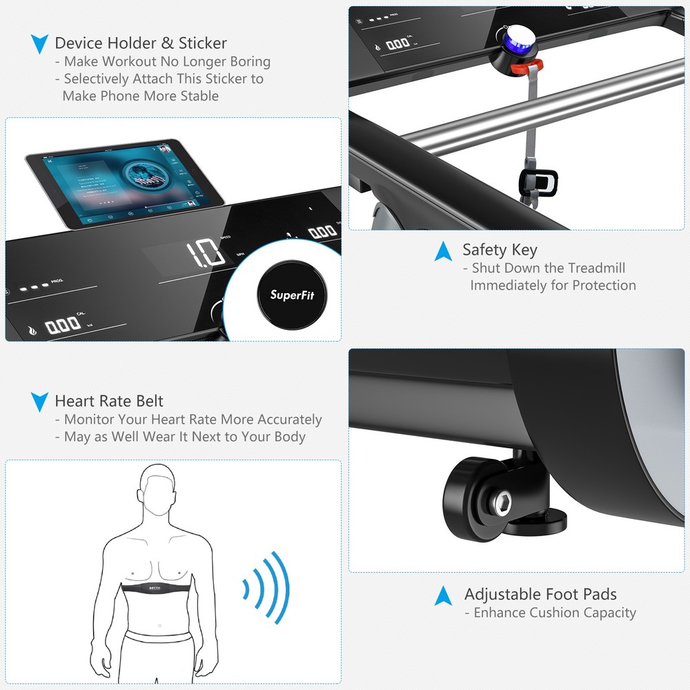 Superfit Electric Folding Treadmill Jogging MachineBluetooth10 Preset Programs