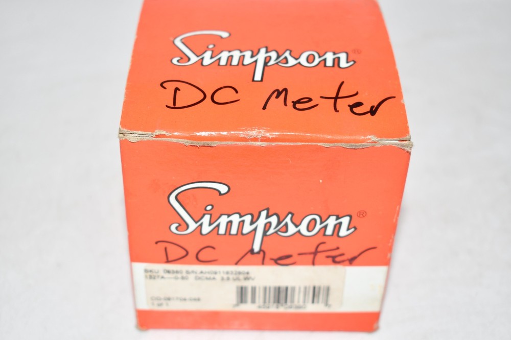 NEW Simpson 06380 Analog Panel Meter, Black Spade Type Pointer, DC Current, 0mA