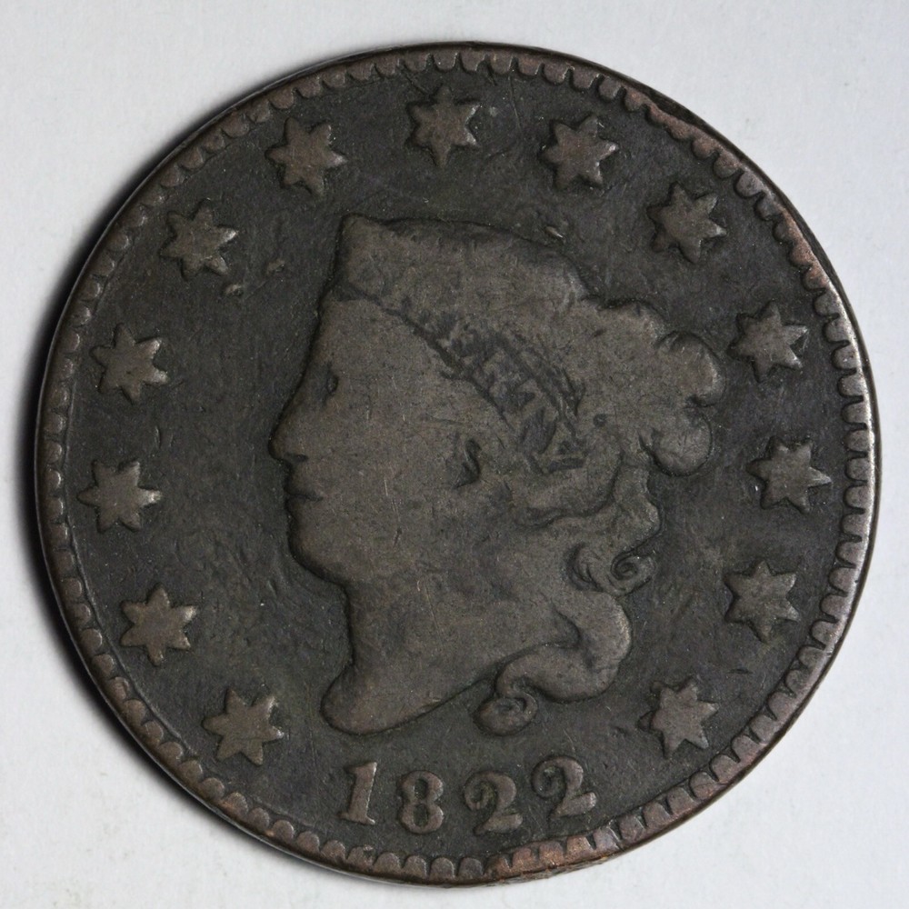 1822 Coronet Head Large Cent VG E106 WUEY