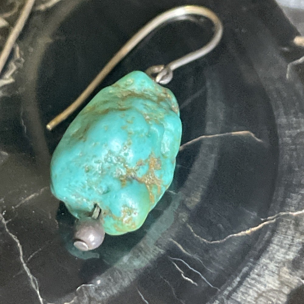 Sterling Silver Turquoise Chunk Dangle Earrings