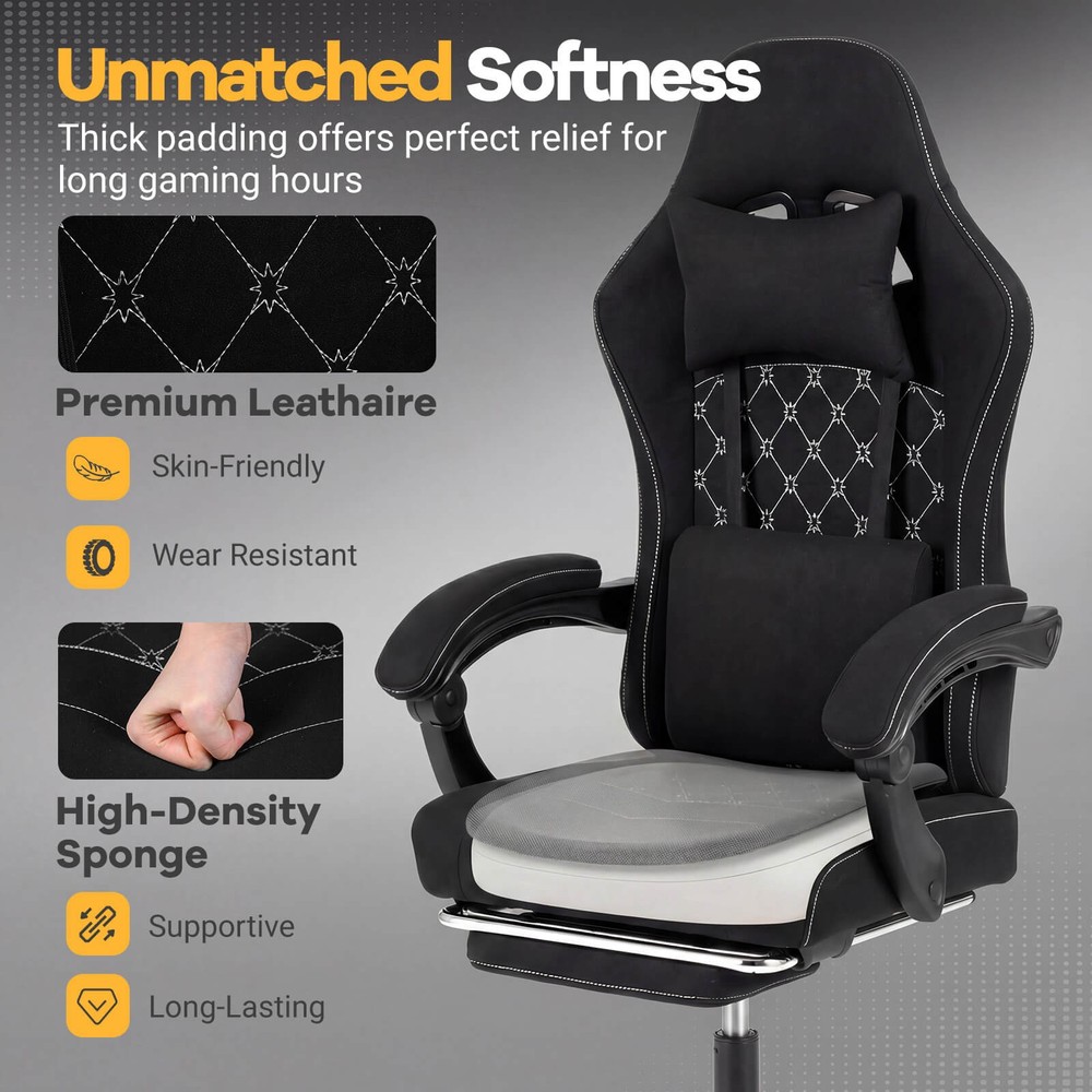 Height Adjustable Computer Chair w/Headrest, Lumbar Support, Linkage Armrests