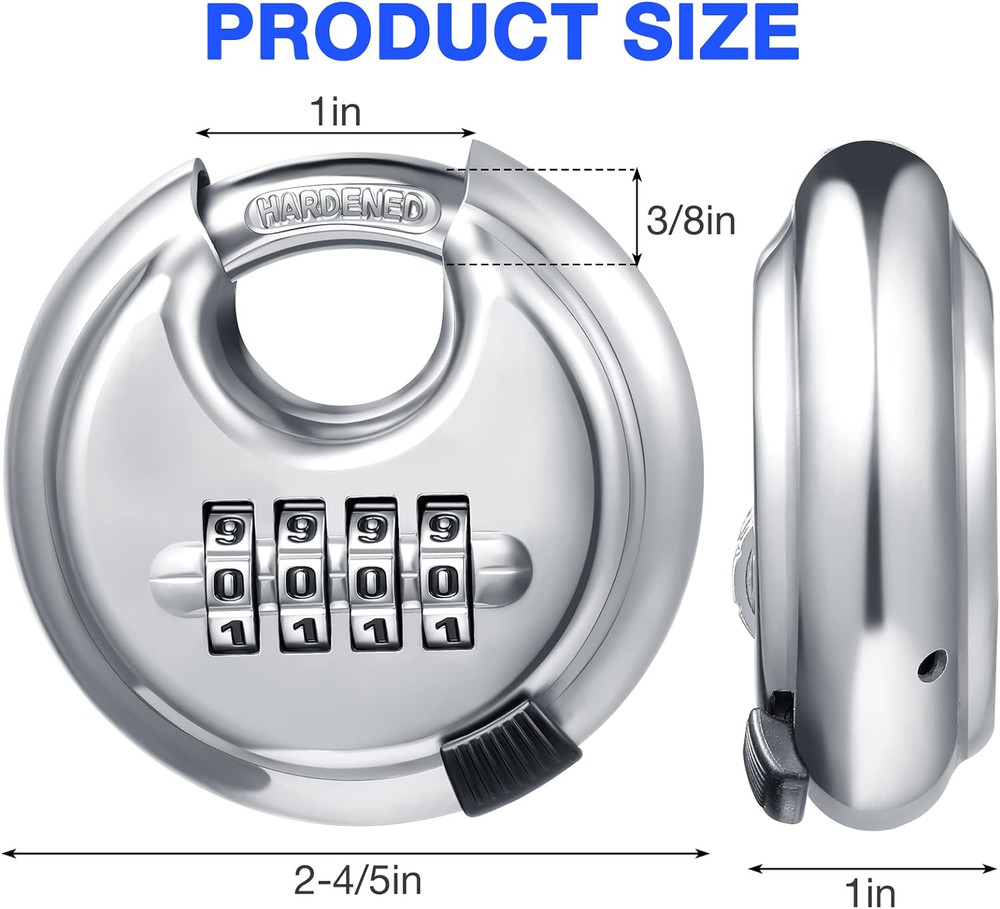 10-Pack Stainless Steel 4 Digit Combination Locks Code Disc Lock Combo Padlock