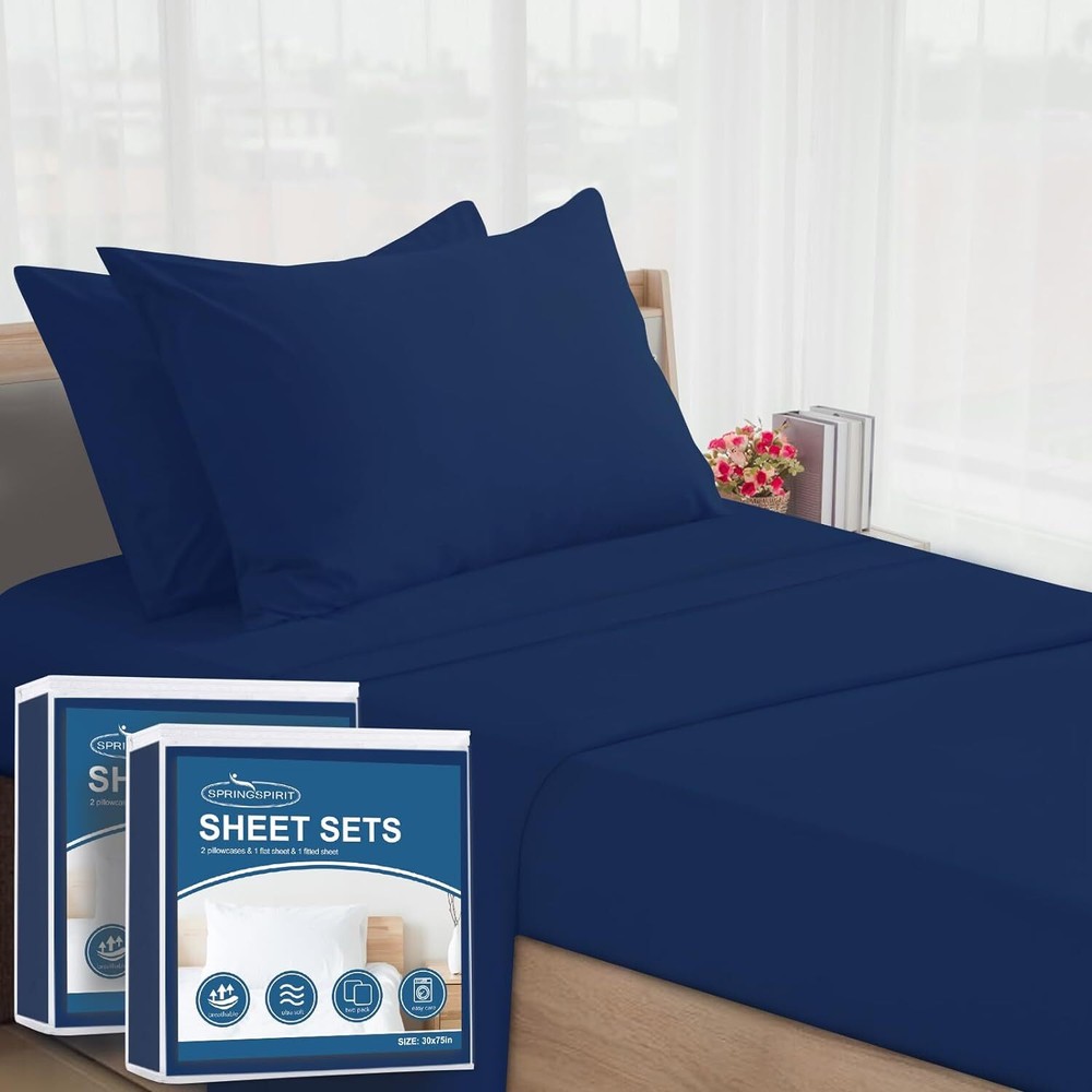4 Piece Cot Size Sheets Fitted Cot Sheet Set 30"x75" for Camp Bunk/Guest Beds