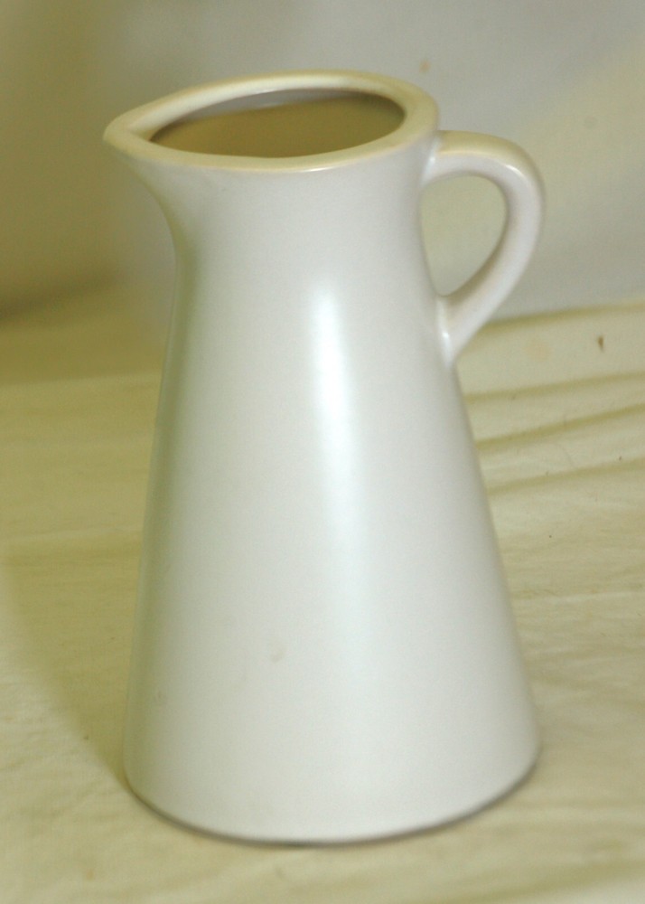 Stoneware Pitcher Vase White Satin Finish