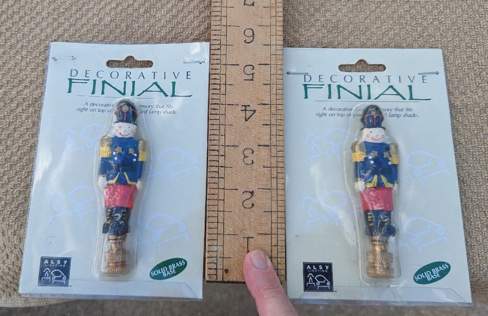 Nutcracker Lamp Finial Decorative SetOf2 Original Package Solid Brass Base aug23