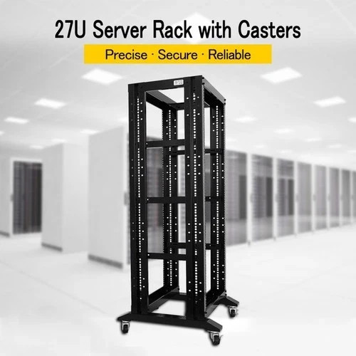 27U 4 Post Open Frame Server Rack 19” – 17” Deep Network Rack with 3 L Rails