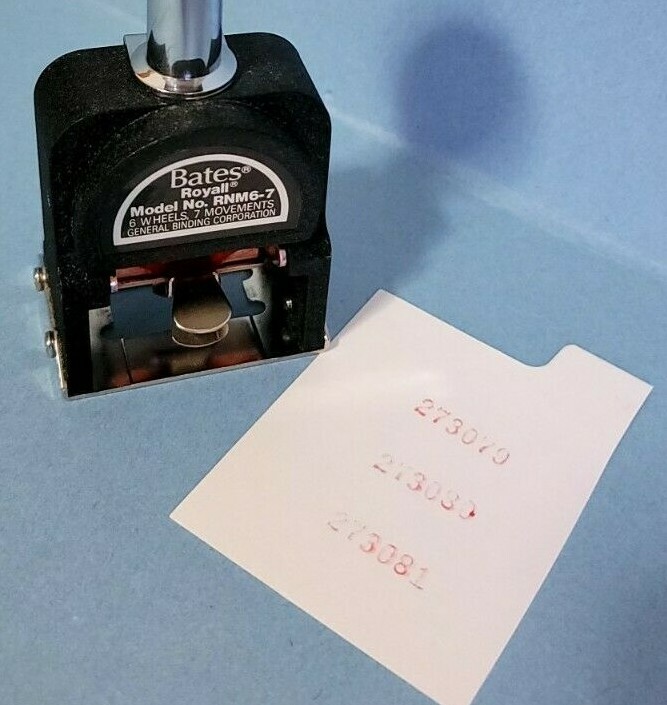 Bates ROYALL RNM6-7 Automatic Numbering Machine w/ Box