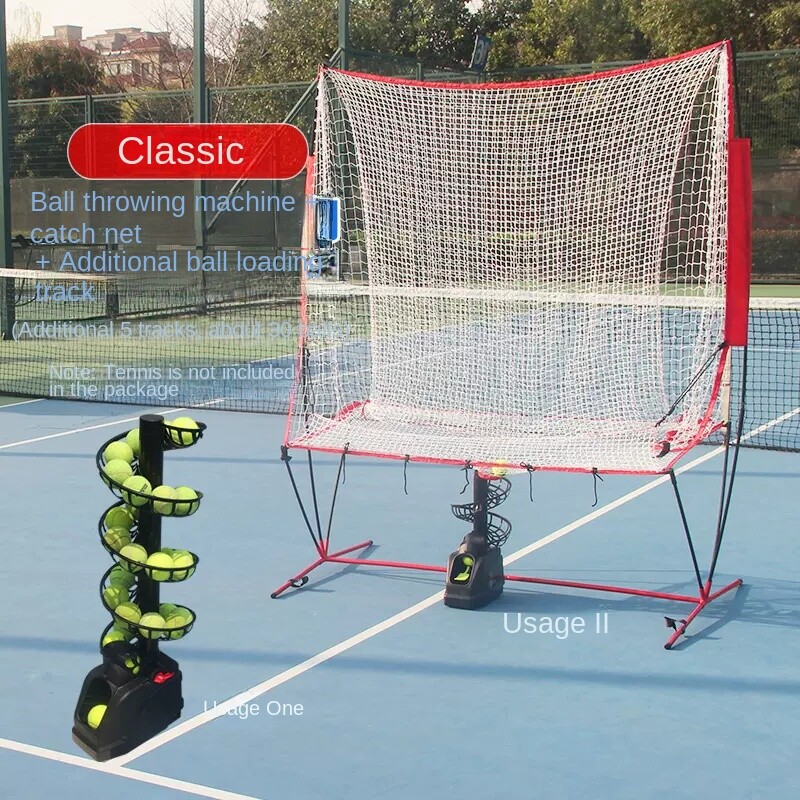 Tennis Ball Throwing Machine Coach Ball Feeder Single Catch Net Practitioner