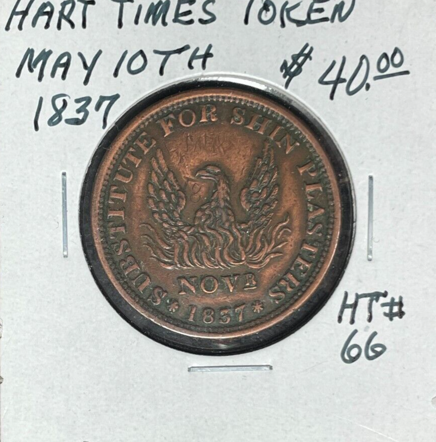 1837 MAY 10TH HT#66 HARD TIMES TOKEN ~NICE LOOKING TOKEN~