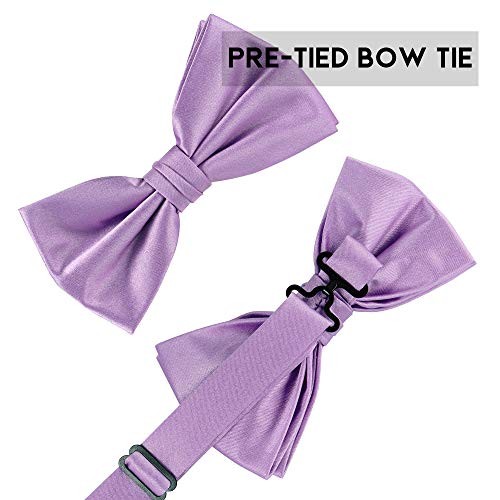 TIE G Solid Color Men's Suspender + Woven Bow Tie Set for Wedding : Raspberry