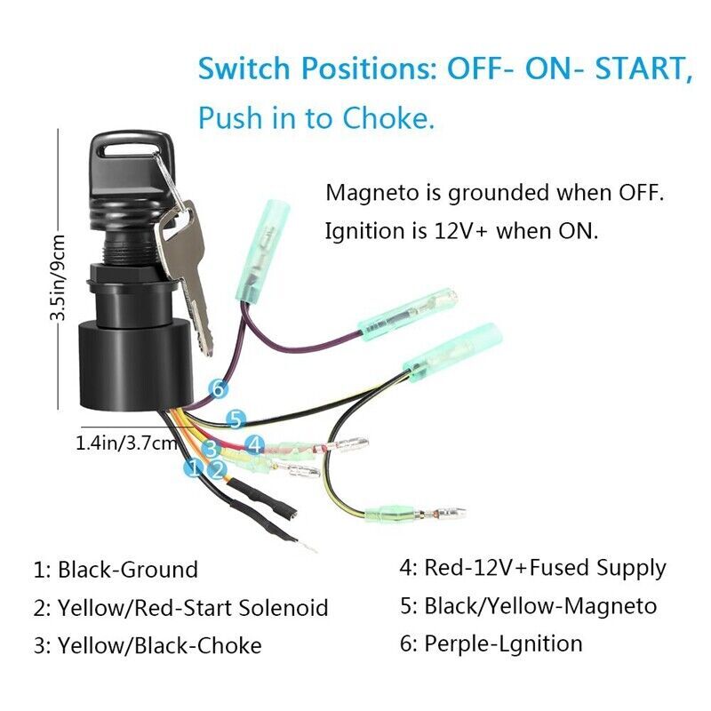 Boat Ignition Switch with Key Replacement for Mercury Mariner Outboard Motor