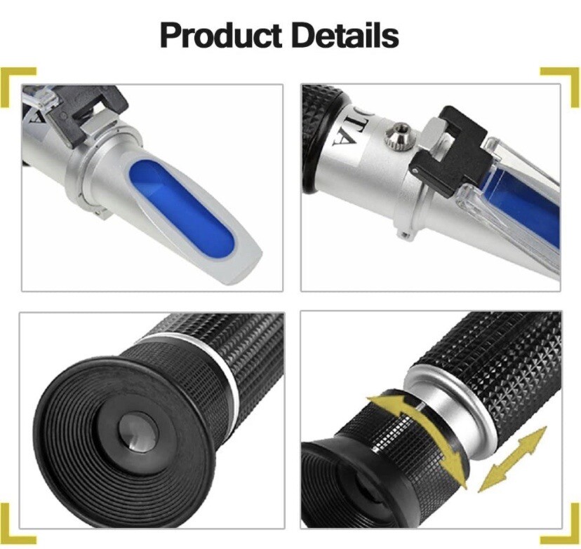 Portable Hand Held Refractometer, ATC, with Case and Accessories