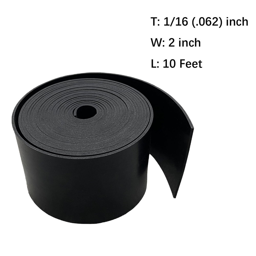 Solid Rubber Sheet Rolls Strips 1/16 .062" Thick X 2" Wide X 10'Long Solid Ru...