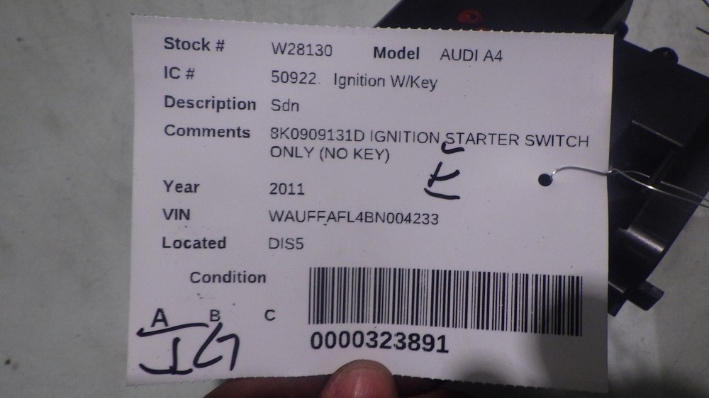 11 AUDI A4 IGNITION STARTER SWITCH 8K0909131D