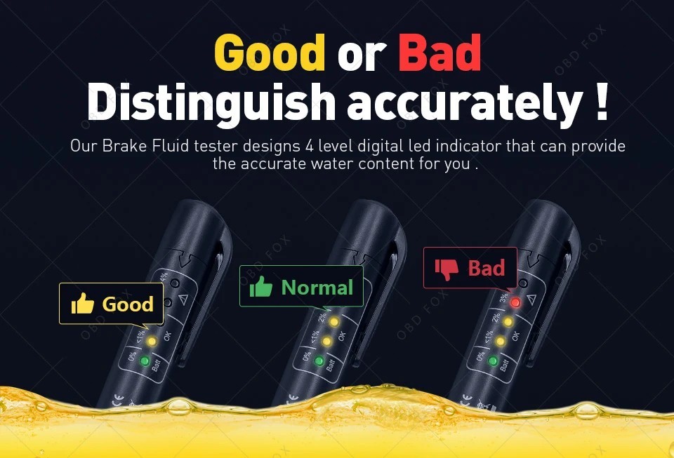 Brake Fluid Liquid Oil Moisture Tester Pen Car Testing Tool For DOT3 DOT4