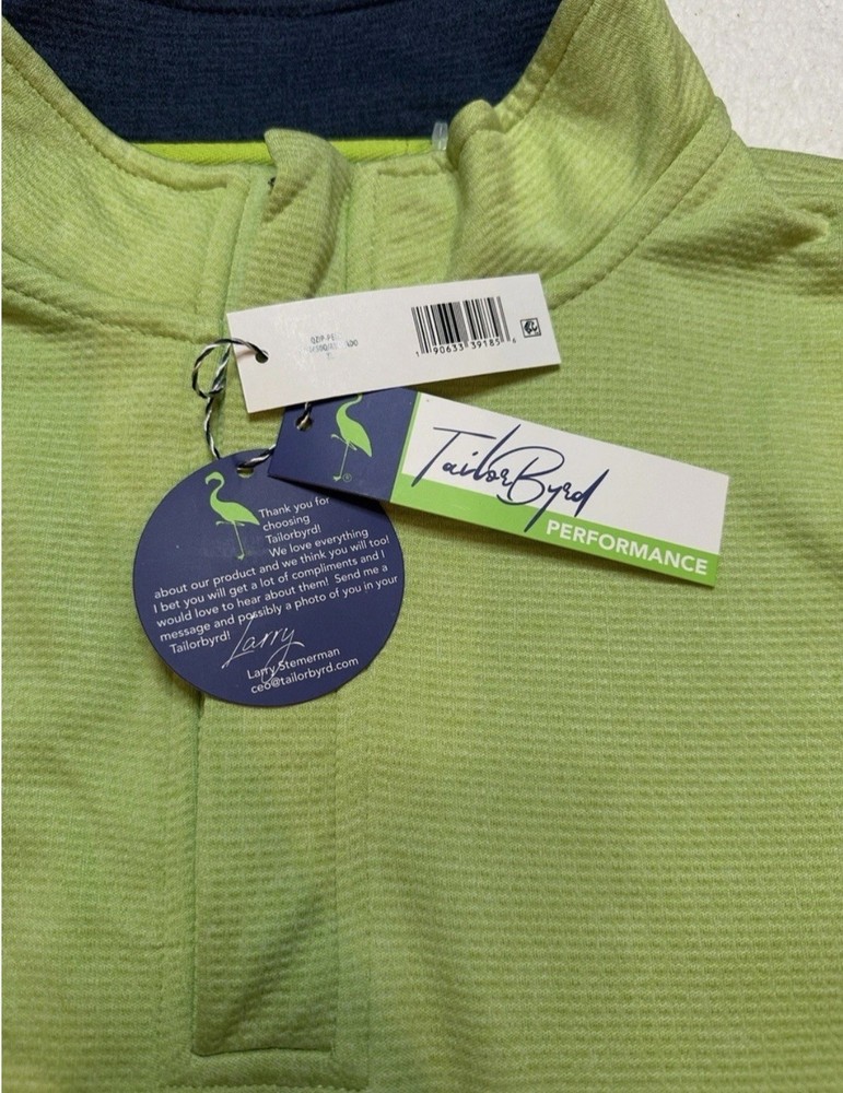 TailorByrd Performance 1/4 Zip Pullover Avocado Green Men L NWT