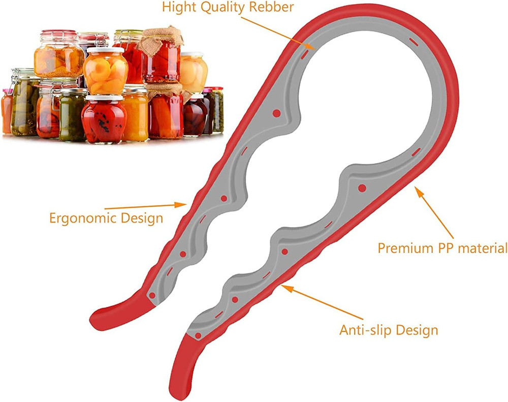 Jar Opener, 5 in 1 Multi Function Can Opener Bottle Opener Kit with Silicone Han