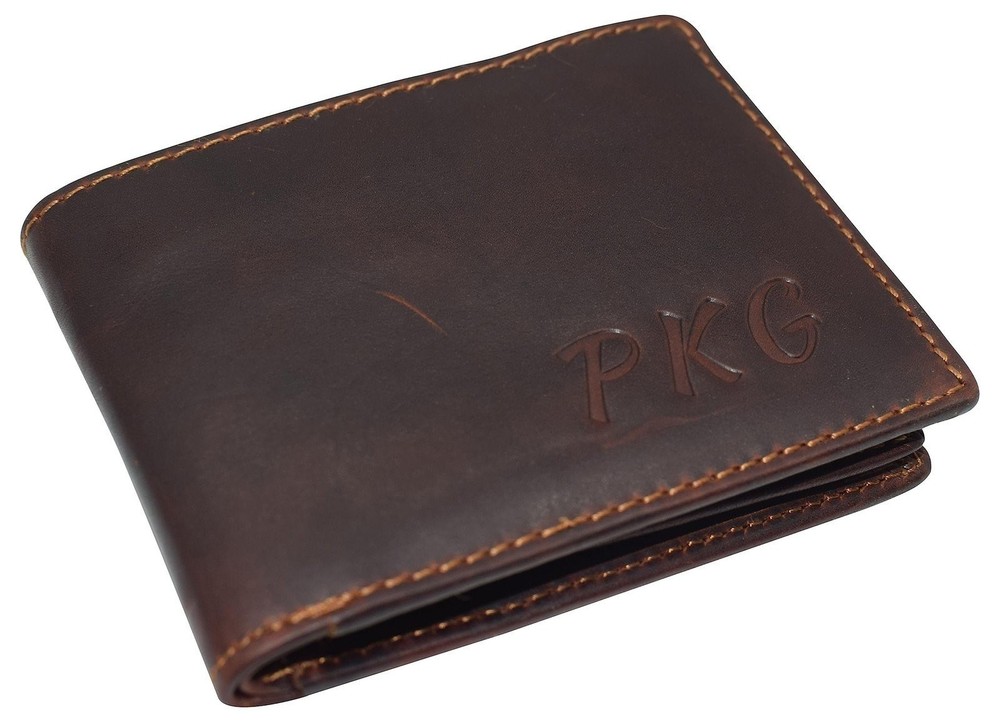 CAZORO Personalized Wallets Name Initials Men's Vintage Leather RFID Blocking...