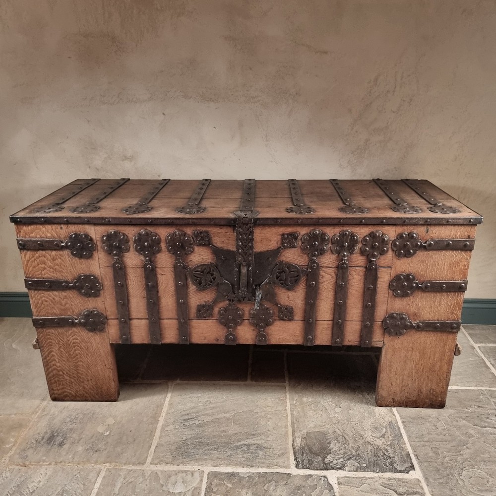 A 16th Century Iron Bound Coffer.