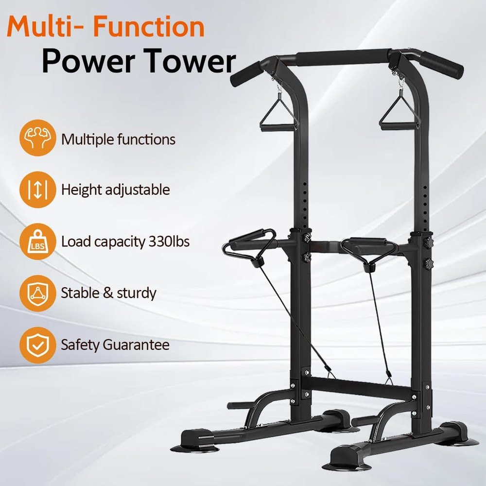 Power Tower Pull up Dip Station Adjustable Height Multifunctional Home Strength