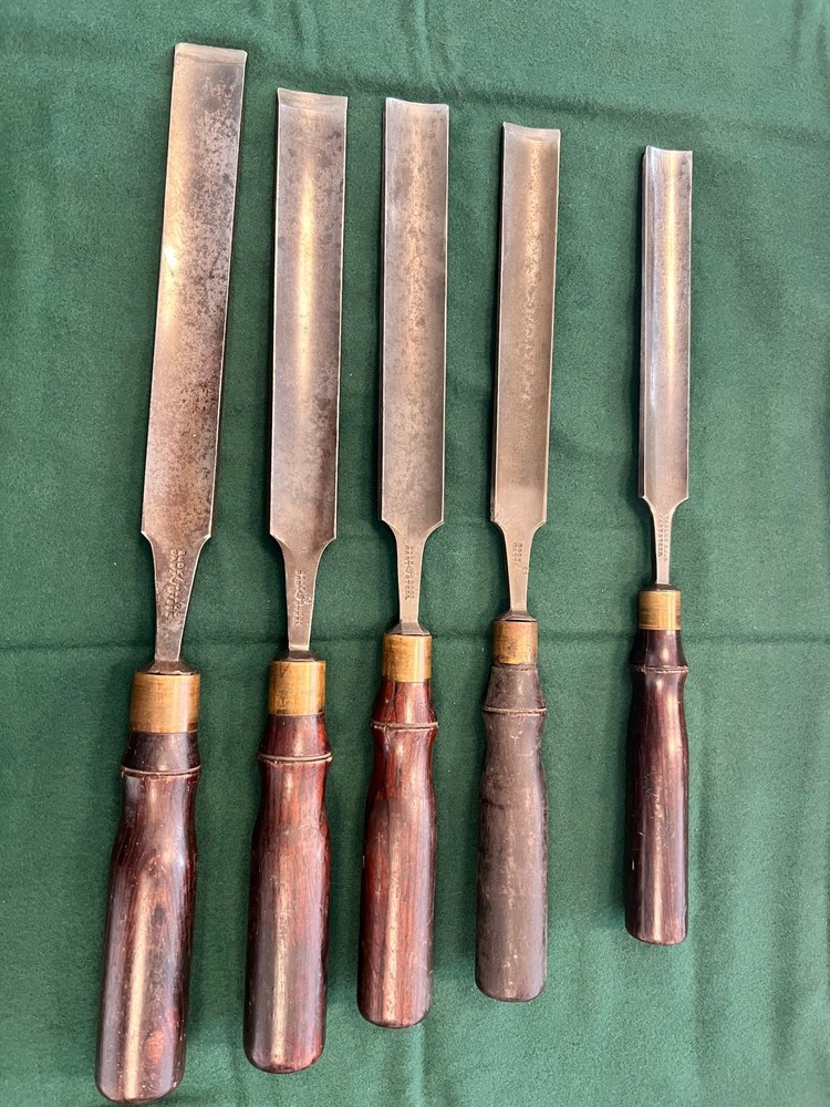 Set of 5 Buck Bros/Buck Rosewood Handle Incannel Gouges