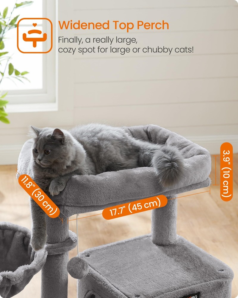 Cat Tree, 37.8-Inch Cat Tower, Multi-Level Condo with Widened Perch, Scratchi...