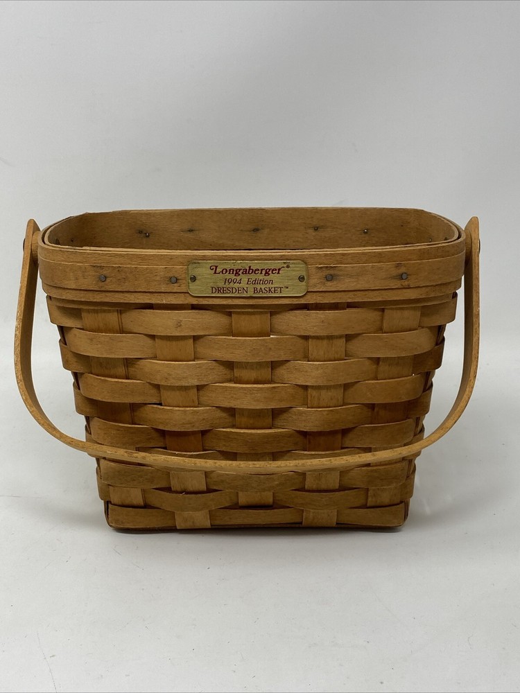 1994 Longaberger Dresden Basket With Handle 9x5x7”